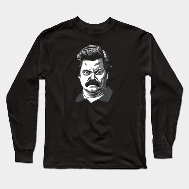 Nick Offerman greyscale Long Sleeve T-Shirt by @johnnehill